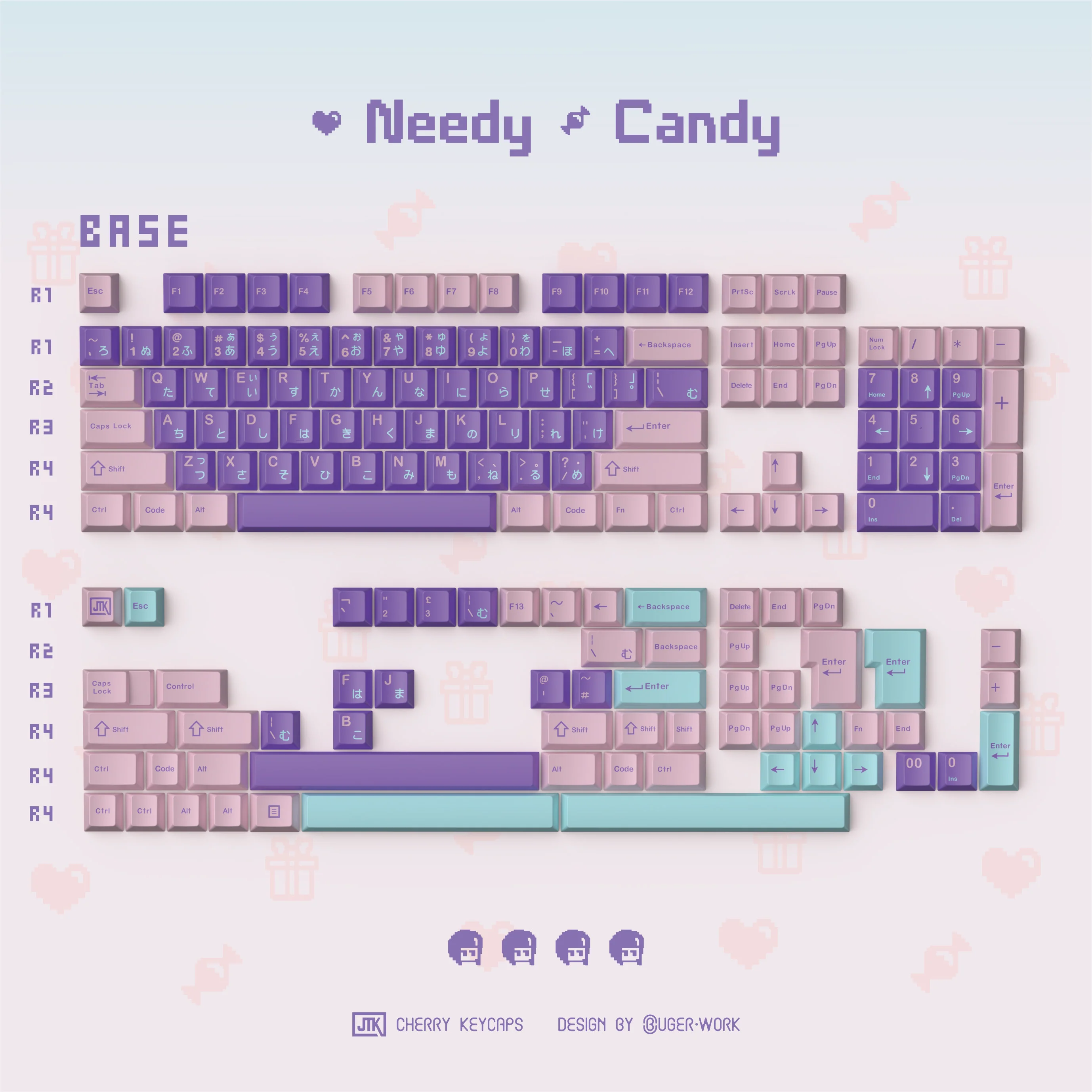 [In-stock] JTK NEEDY CANDY Cherry Profile Doubleshot ABS Keycap Set - Image 7