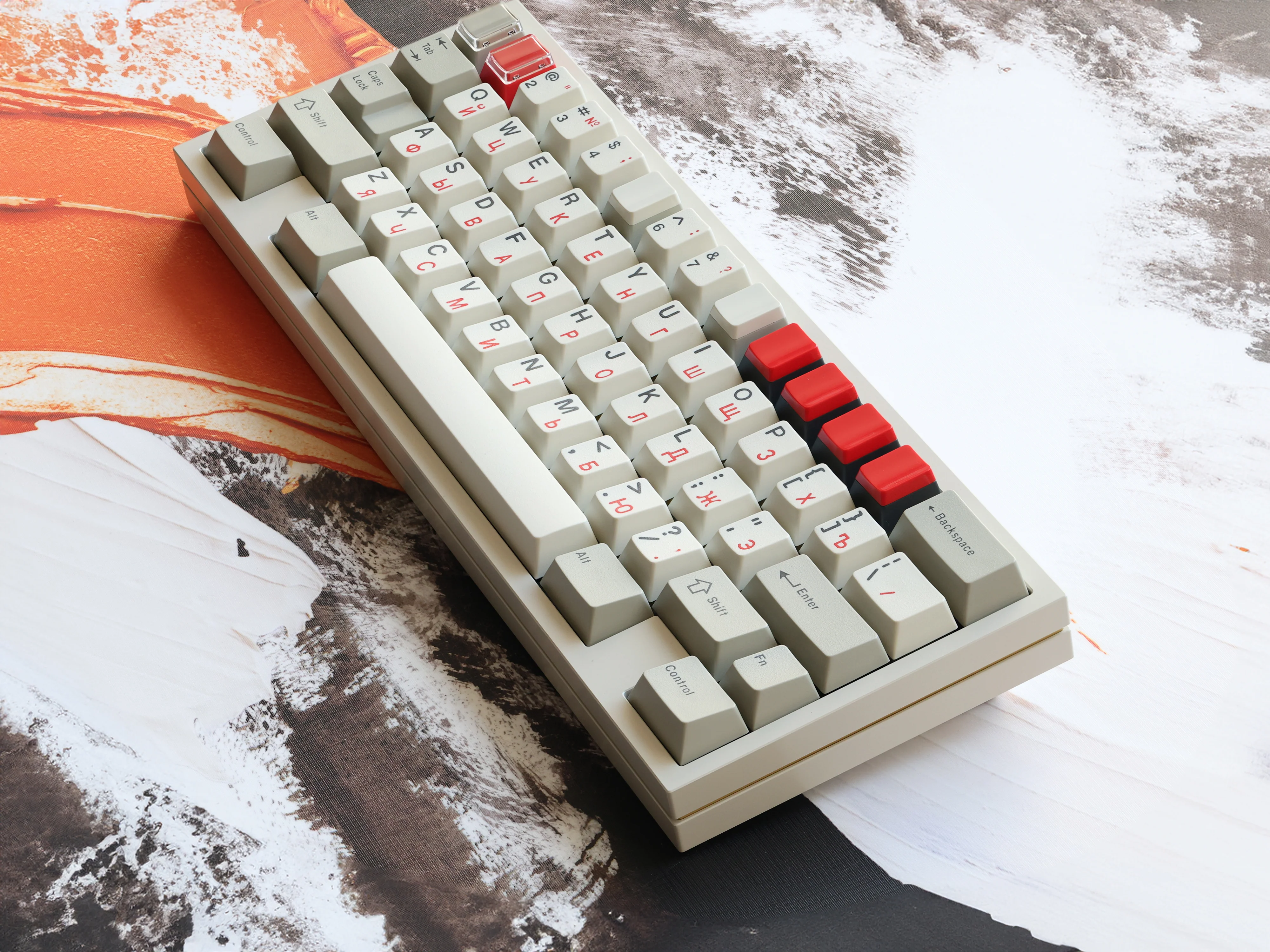JTK Beige Cherry Profile PBT&ABS Tripeshot Keycap Set - Image 4