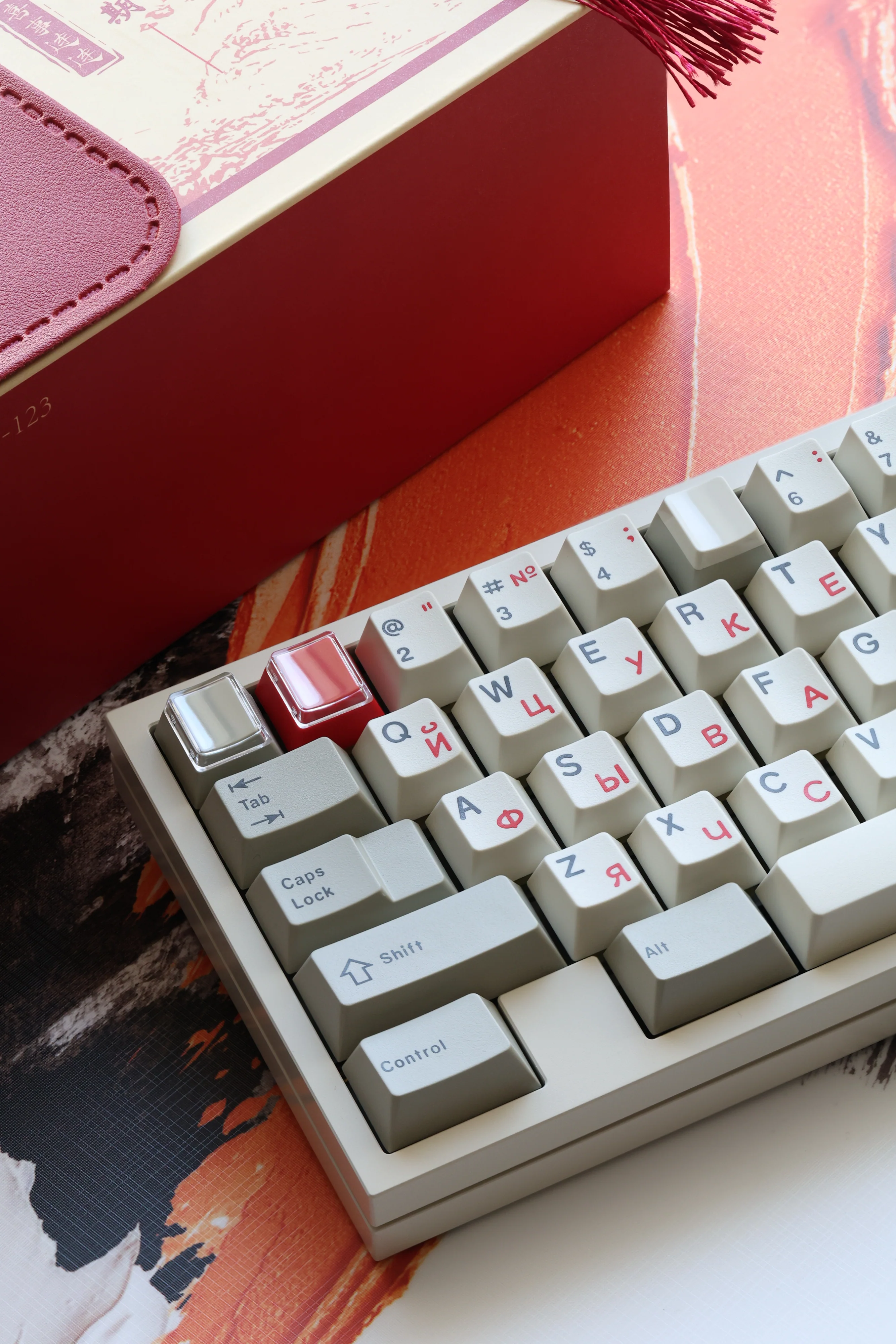JTK Beige Cherry Profile PBT&ABS Tripeshot Keycap Set - Image 9