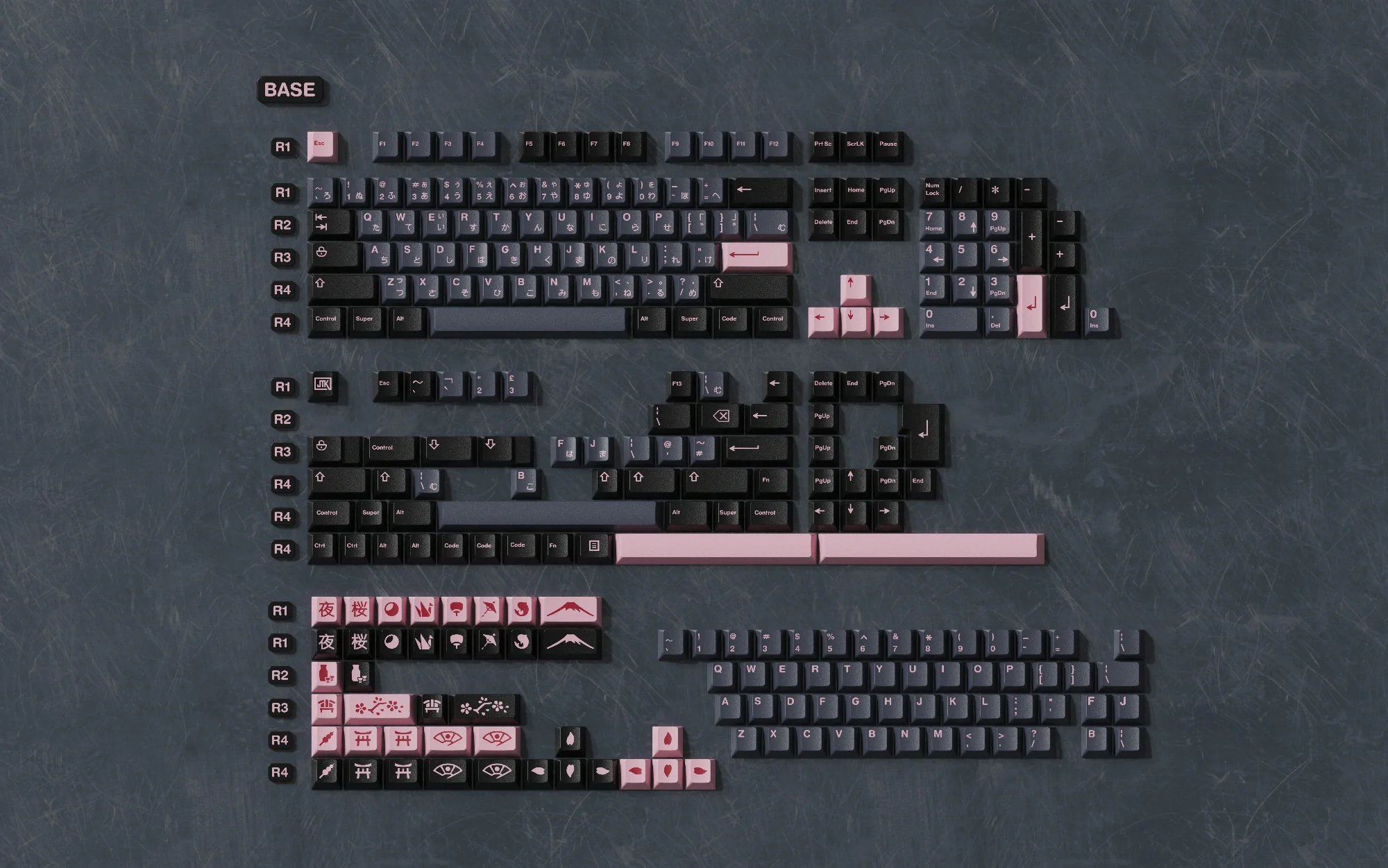 JTK NightSakura Cherry Profile ABS Tripeshot Keycap Set - Image 6