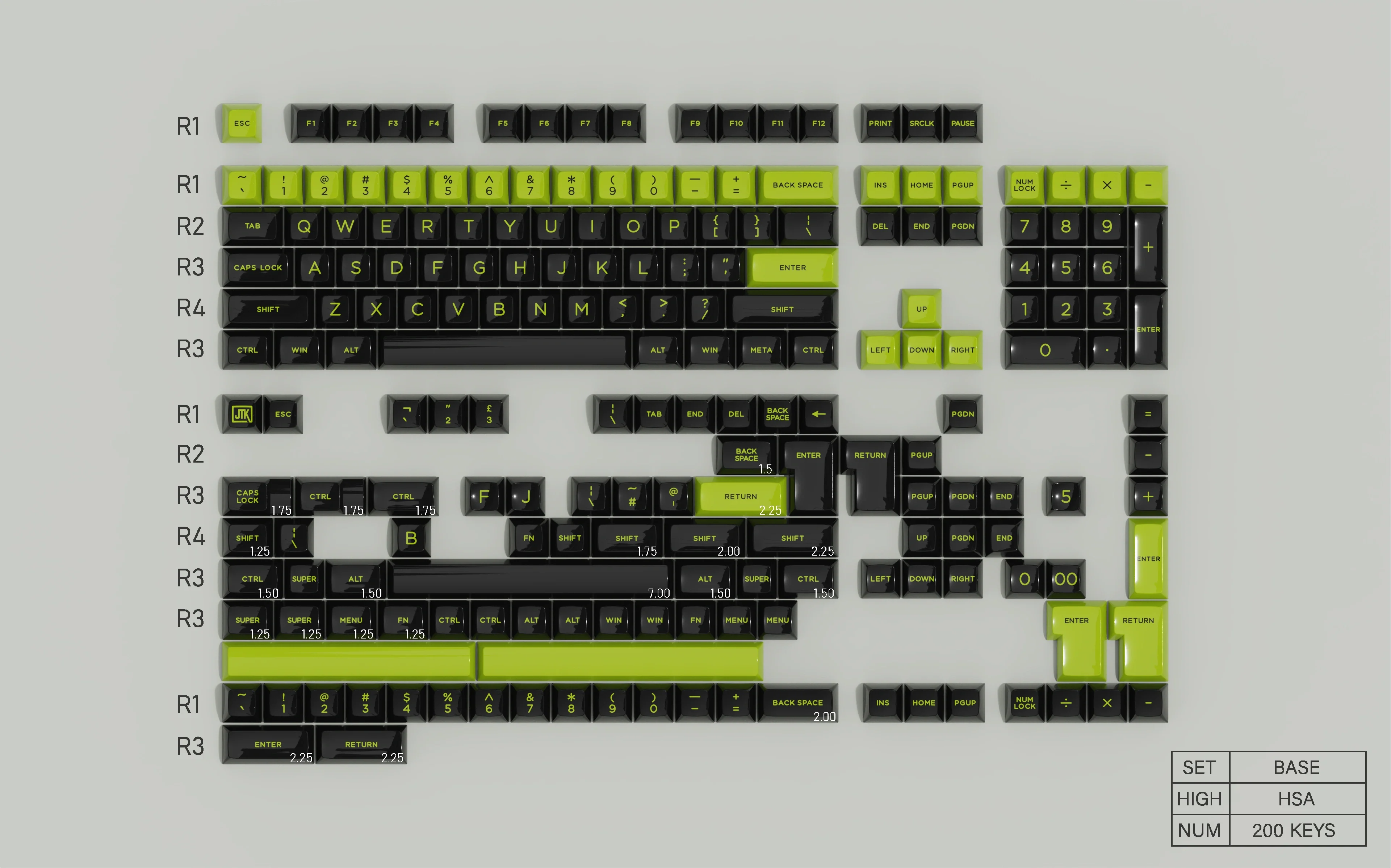 JTK TOXIC HSA Profile ABS Doubleshot Glossy Surface Keycap Set - Image 9