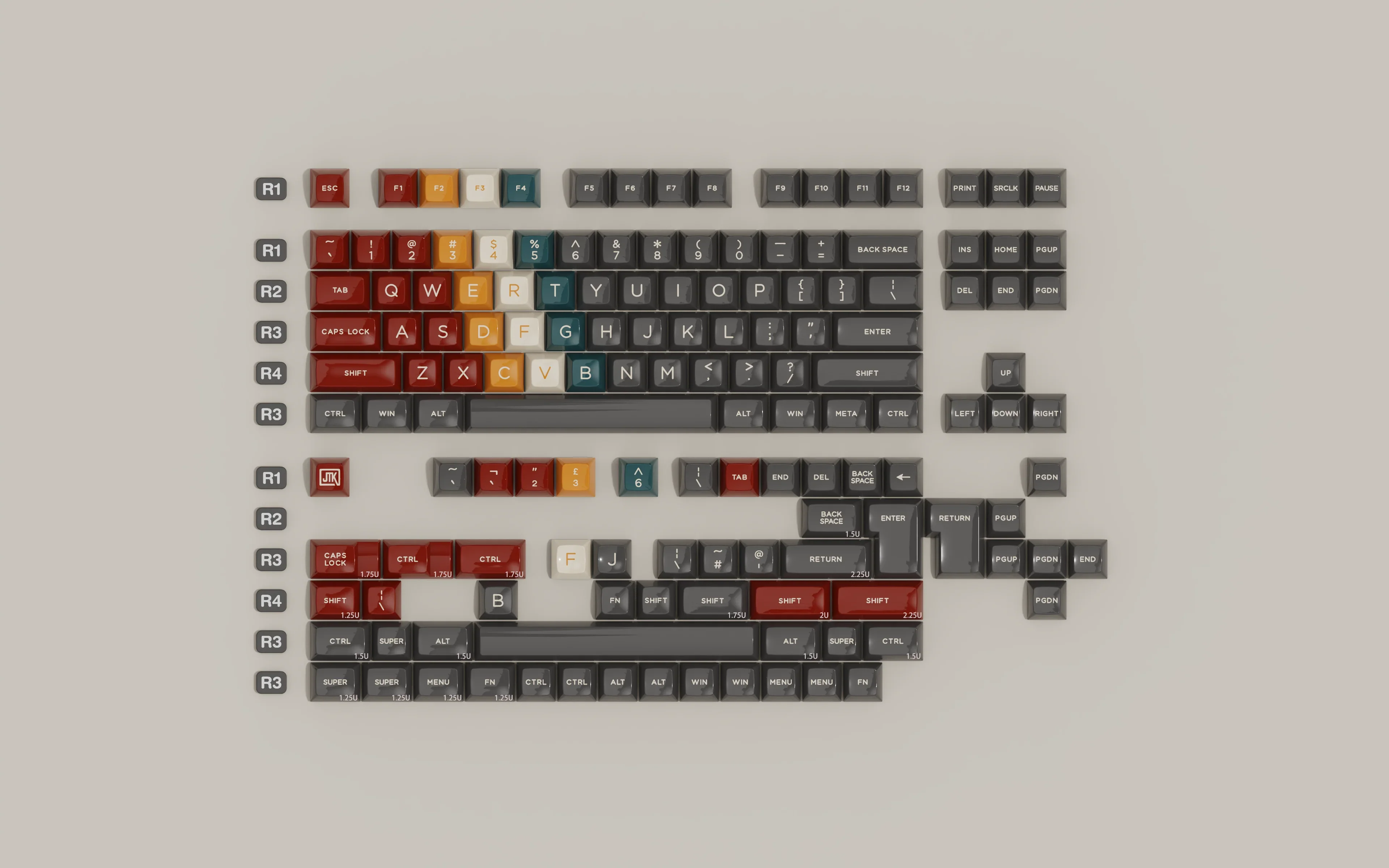 JTK HSA Eccentric ABS Doubleshot Glossy Surface Keycap Set - Image 9